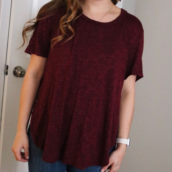 love, Fire Tops - Love, Fire Soft Burgundy Shirt • Side Slits • L